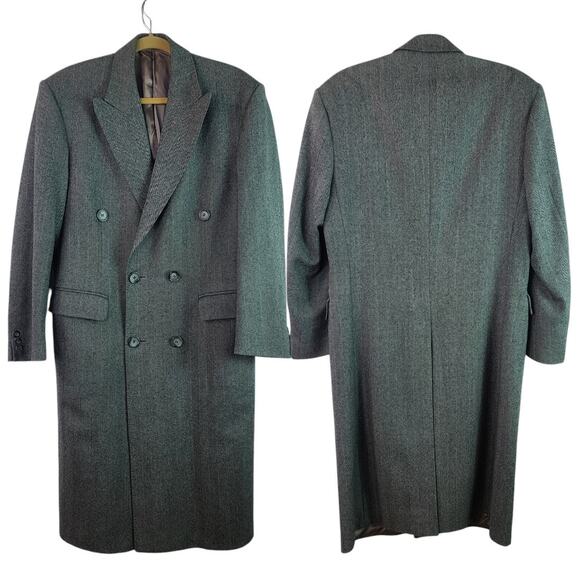 Burberry England Gray Wool Double Breasted Vintage Top Coat Men's 36